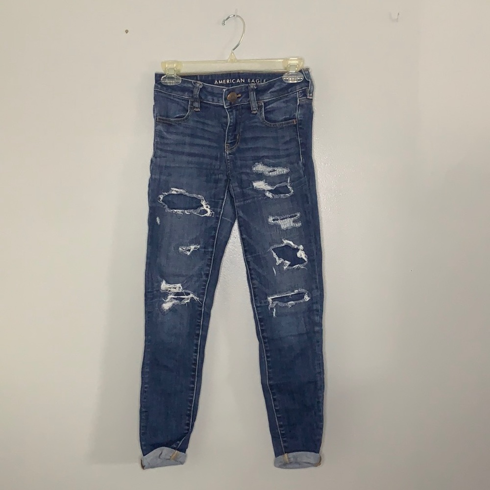 American Eagle Patched Ripped Jeggings